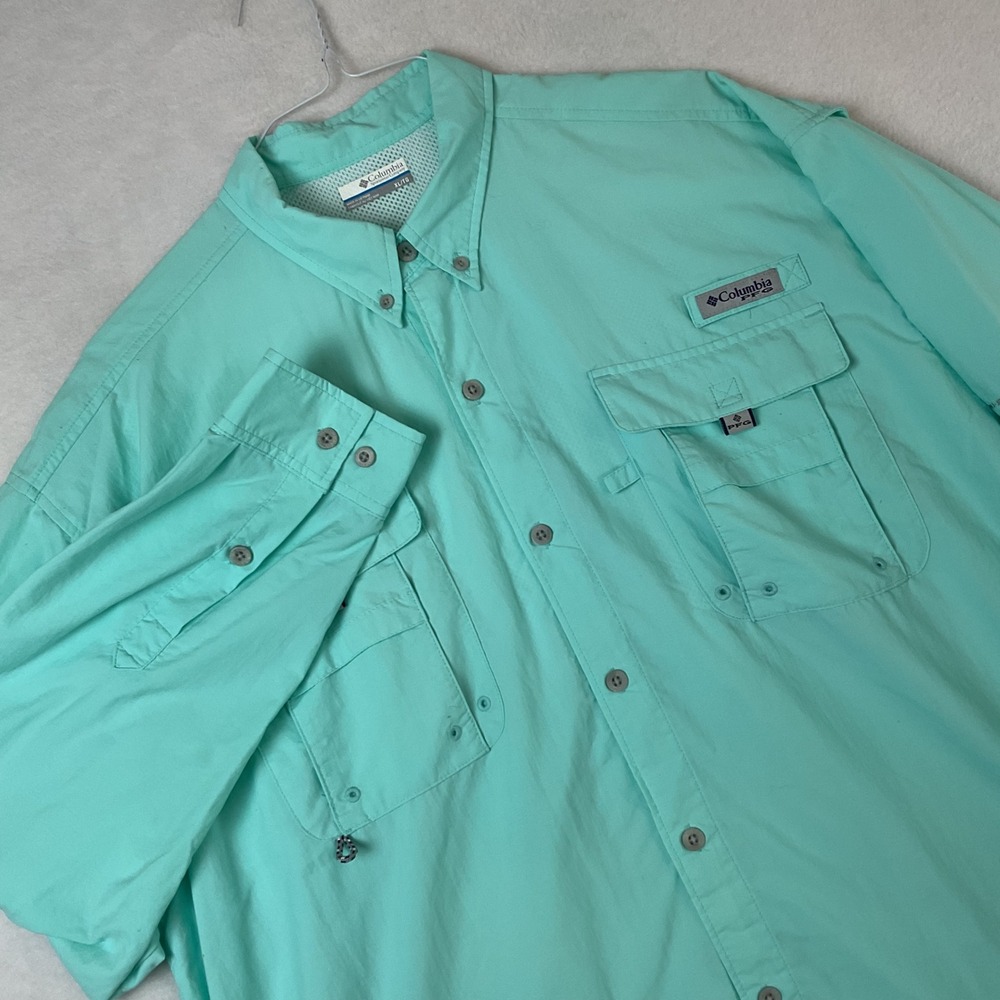 Columbia PFG Bahama II Long Sleeve Fishing Shirt Seafoam Green Mens XL Vented